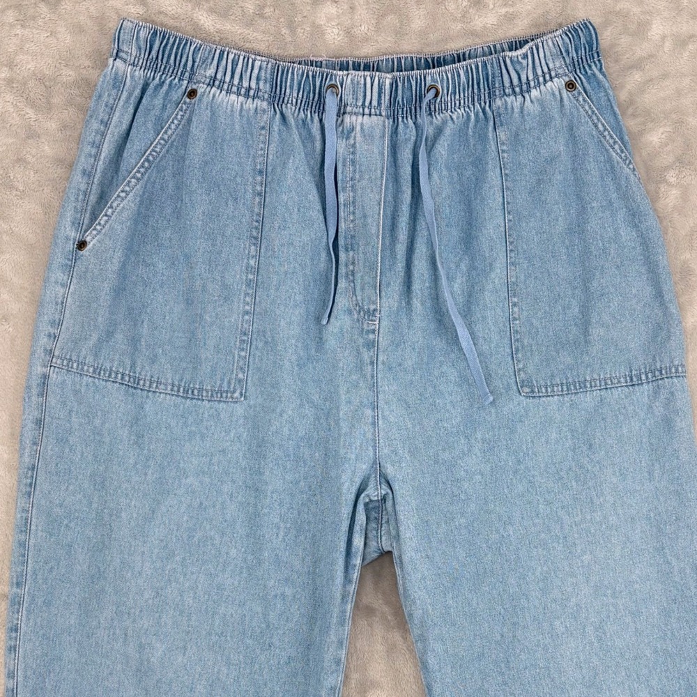Classic Elements Capri Pants Women 18W Light Wash Denim Drawstring Elastic Waist - Picture 2 of 9